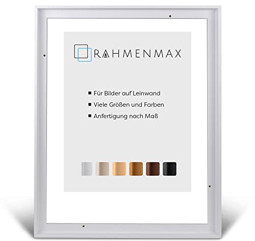 RahmenMax® Luzern Schattenfugenrahmen 30x80 cm aus lackiertem Massiv Holz/Rahmen für Leinwand/Bilderrahmen für Keilrahmen/Leinwandrahmen in Weiß - Maßanfertigung möglich