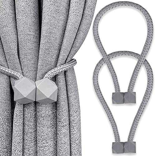 Yatinkim 2 Stück Grau Raffhalter für vorhänge Magnetische gardinenhalter Schnallen Haus Dekorativer Zubehör Schwarzout Fenster Schlafzimmer