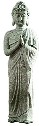 ZYWUOY Aquarium-Dekorationen, Kunstharz, stehend, Buddha, Kunstharz, Stein, Zen-Effekt, für den Außenbereich, Innen- und Außenbereich