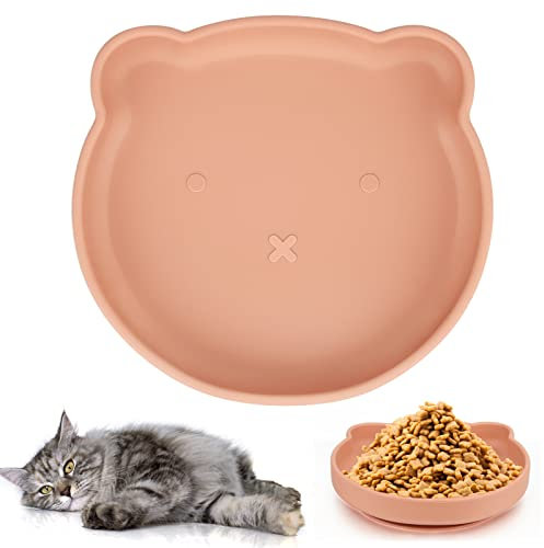 Powmag Gamelle pour chat - Gamelle plate antidérapante en silicone - Large - Pour nourriture sèche et humide - Antidérapante - Orange