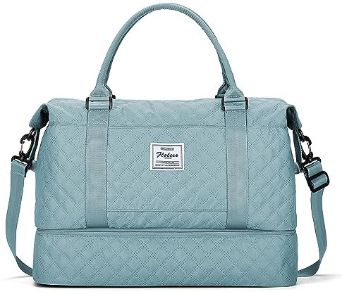 Reisetasche Damen Handgepäck Tasche Sporttasche Weekender Bag Schwimmtasche Wasserdicht Travel Bag Duffle Bag Fitnesstasche Trainingstasche Krankenhaustasche mit Schuhfach,B2-Hellblau