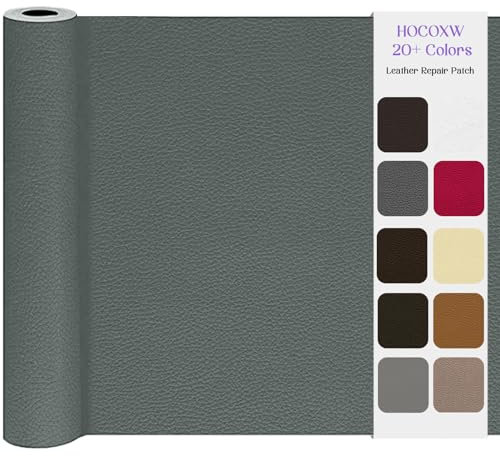 Leder Patch Set Kunstleder Selbstklebend, 40x160cm Lederflicken Selbstklebend, Leder Reparatur Patch, Für Sofa Risse Couch Möbel Handtaschen Autositze(Hellgrau)