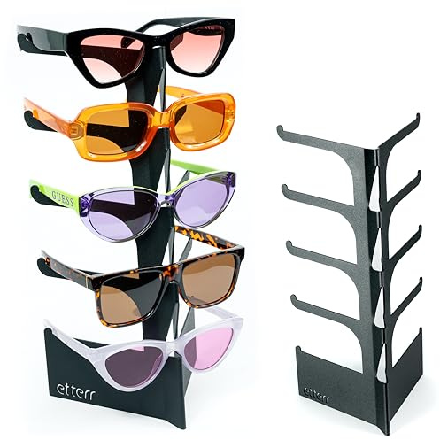 Vetrina per occhiali Organizzatore per occhiali, espositore per occhiali da sole, supporto occhiali, display per lenti, supporti, occhiali, regali amici originali, regalo amico invisibile. (Nero)