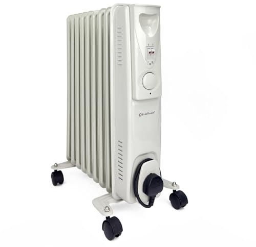 Rediffusion Oil Filled Radiator, 2000W, 9 Fin, Variable Heat, Adjustable Thermostat, Compact & Portable, Overheat Protection, Rapid Heat Convection Technology, White - REDA07S9