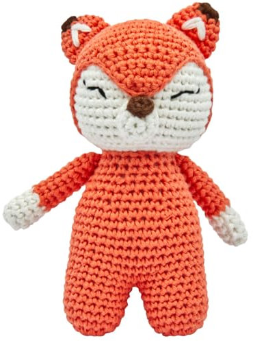 miniHeld Handgestrickter Fuchs gehäkelt aus Baumwolle Spielzeug 15 cm