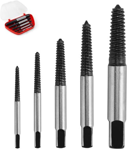 Votvlog 5 Pezzi Estrattori per Viti Danneggiate Professionale Set, Estrattore Viti Danneggiate, 3mm-22mm Guida per Punte per Trapano, Estrattore Viti Spanate per Danneggiati/Spellati