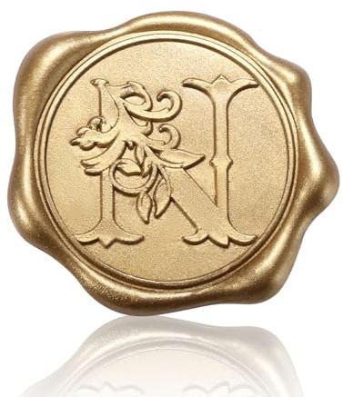 50 Stück Wachssiegel Aufkleber, Selbstklebende Wachsaufkleber Goldene Selbstklebende Wachssiegel Einladungs und Umschlagsiegelaufkleber für Hochzeiten Weihnachtsfeiern (N)