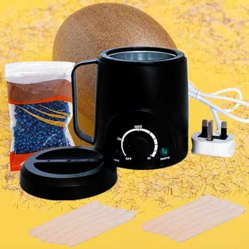 Lrqmte Hot Waxing Kit for Women, Temperature Adjustable Wax Kit for Hair Removal with 100g Hard Wax Beads, Home Wax Heater Wax Pots for Waxing Professional with 10Pcs Waxing Spatulas (Black)