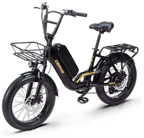 VOZCVOX E Bike Herren Damen Pedelec Elektrofahrrad mit 20 Zoll Fat Tire,Ebike 48V15Ah Akku bis 60KM,7 Gang,Vorderer Korb