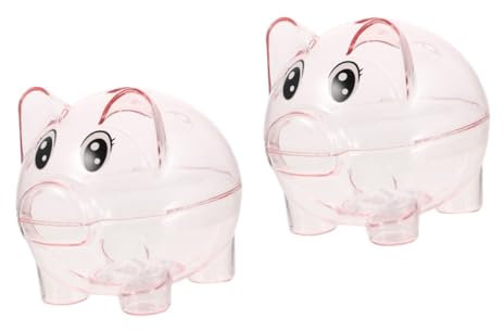 BCOATH 2 Pièces Épargnant Banque d'argent Pièce De Monnaie Enfant Décor Pot d'argent Clair Cochon Adulte Garçons Sauter Filles Grosse Pièce l'argent Réel Pot De Cochon Rose