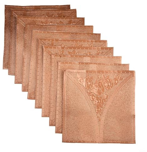 10 X 3D Wall Panels Wall Sticker TV Walls D Tile Brick Wall Sticker (Copper)