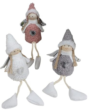 Aspinaworld Deko Stoff Engel als Kantensitzer im 3er Set 21 cm, Wohnzimmer Deko, Engelfigur