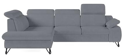 Robin Inspire Ecksofa L Form Sofa Mit Schlaffunktion Eckcouch Multifunktional Mit Bettkasten Schlafcouch Schlafsofa Freistehend Chenille Stoff Grau Iverto 263 x 206 x 95 cm Links