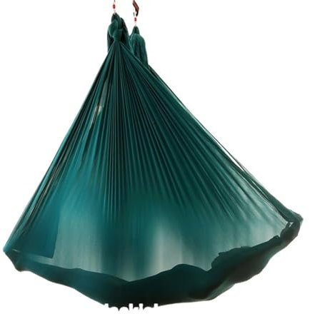 HWJFDC Aerial Yogatuch Yoga Flying Hammock Swing Aerial Yoga Hängematte mit Karabiner und Gänseblümchenkette for Yoga Anti-Schwerkraft-Pilates(Dark Green)
