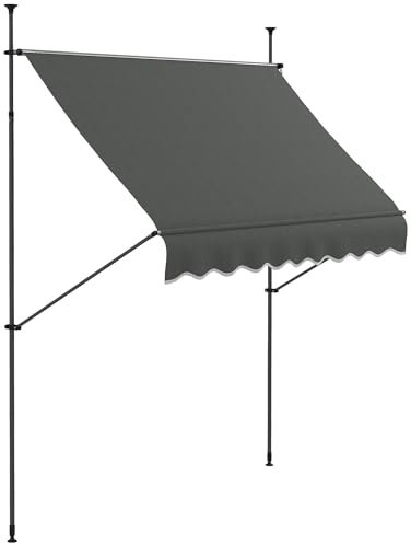 Outsunny Store banne autoportant Manuel auvent rétractable 2,5L x 1,2l x 2,1-3H m Inclinaison réglable pour Balcon sans Trous à percer métal alu Polyester Gris foncé