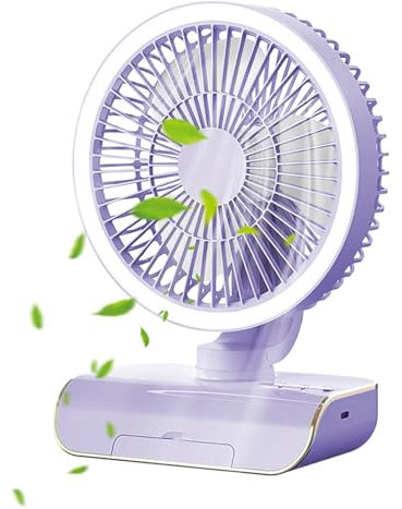 Xinhuju Travel Fan | 5 Speeds Oscillating Fan with Remote Control | 2000mAh Rechargeable Travel Supplies, Handheld Ventilator for Men, Women