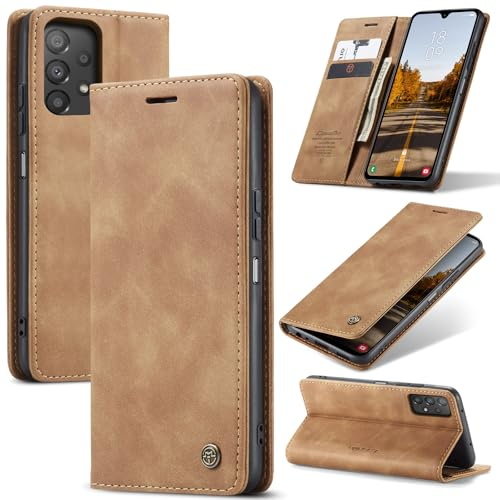Azororo Handyhülle für Samsung Galaxy A52 5G Hülle Premium Lederhülle Flip Case Magnet Tascher Kartenfach Standfunktion Klapphülle Schutzhülle für Samsung Galaxy A52, Braun