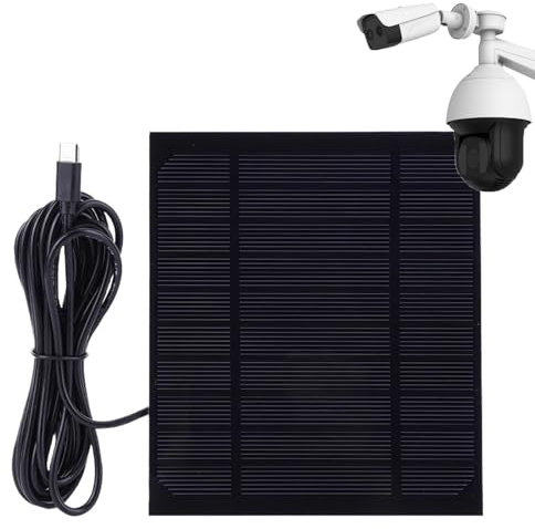 Chargeur USB solaire - Source d'alimentation 6W efficace avec sortie de type C | Panneau de charge compact pour dispositifs de sonnette de porte des lumières extérieures Cams Smart Cams sans fil Capte