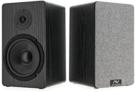 AVCOM Passive Bookshelf Speakers 6-inch 2 x 50W Black | Kevlar woofers with silk dome tweeters, rear-ported MDF cabinet for deeper bass, magnetic grilles included