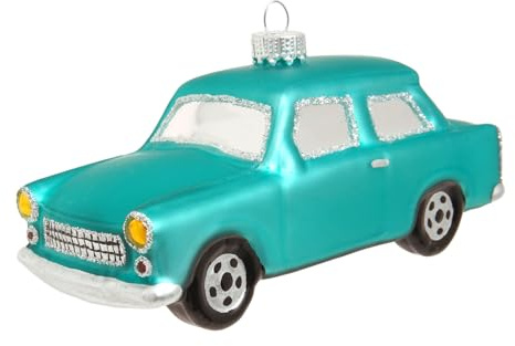 Krebs Glas Lauscha - Weihnachtsdekoration/Christbaumschmuck aus Glas - Trabant - Farbe: Blau - Größe: ca. 11 cm