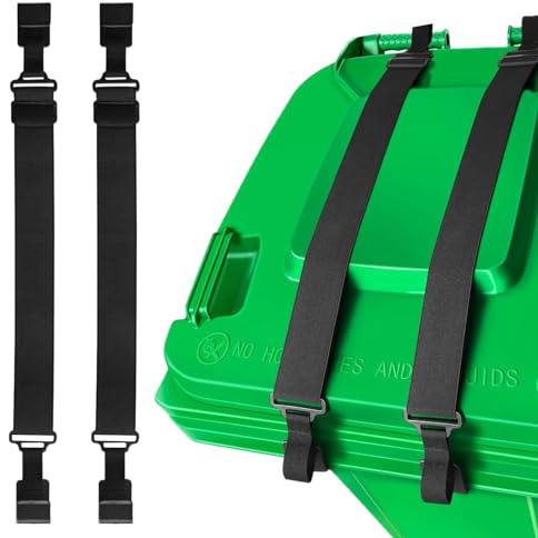 2 PCS Wheelie Bin Locks,Adjustable Double Claw Trash Can Lock Straps for Wheelie Bins,Keep Out Wildlife,Stop Wind or Vandals Tipping,Universal Outdoor Trash Can