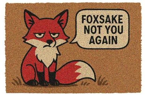 CKB LTD Foxsake Fußmatte mit Aufschrift Not You Again, V2, mit Fuchs-Motiv, einzigartige Witz-Fußmatten für Vorder- und Rückseite, mit rutschfester PVC-Rückseite, natürliche Kokosfaser, für drinnen