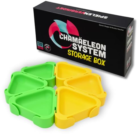 Boardgame Stuff – 6er Set Token Schälchen mit Storage Box - Brettspiel Zubehör - Aufbewahrungsschälchen Brettspielzubehör - Ressourcen Schalen für Brettspiele - Aufbewahrungsbox (Grün-Gelb)