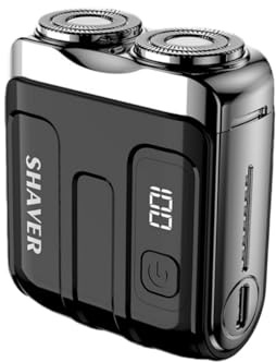 SmoothTrim – Der Rasierer des Jahres 2025 Tragbarer Mini Rotary Dual Ring Elektrischer Herren Rasierer, Dualkopf, Kabellos, USB Wiederaufladbar für Zuhause, Auto & Reisen