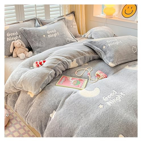 Juego de Cuatro Piezas Terciopelo Coral con Leche Doble Cara for Invierno, Funda edredón Franela Gruesa y cálida, Ropa Cama(U,2)