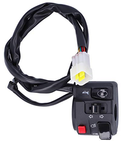 7/8-Zoll-Motorrad-Lenkerschalter, Universal-Lenkerlichtsteuerung, Hupenknopf-Blinker-Nebelscheinwerferschalter mit 9-poligem Stecker, langlebiger ABS-Kunststoff für die meisten