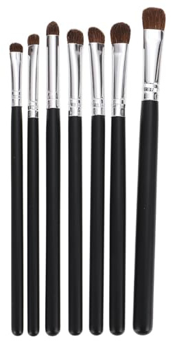 OSALADI Lot de 7 Pinceaux à Maquillage Yeux Poils Naturels de Martre, Manche Noir Virole Argentée, Kit Professionnel Compact pour Fards à Paupières et Eyeliner, Usage Quotidien et Voyage