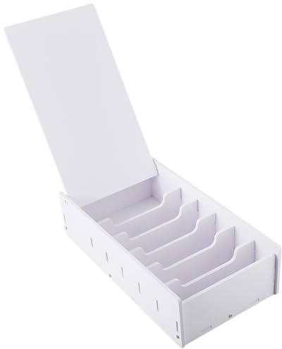 DICOSMETIC 33.2x18x9.2cm Money Organizer for Cash with Lid White Cash Money Currency Box 6 Compartment Storage Tray Desktop Organizer Cases for Office Retail Supermarket and Business Counters