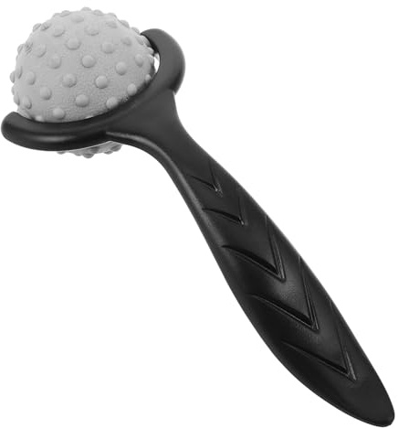 SHINYPASING Handheld Rolling Massage Stick with Textured Roller Structure and Massage Head for Deep Muscle Relaxation, Portable Abs and Stainless Steel Massager for Travel and Yoga