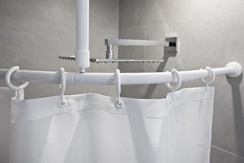 ALU BOGENSTANGE BARRIEREFREI 90x90 cm DUSCHVORHANGSTANGE OVALSTANGE WEISS