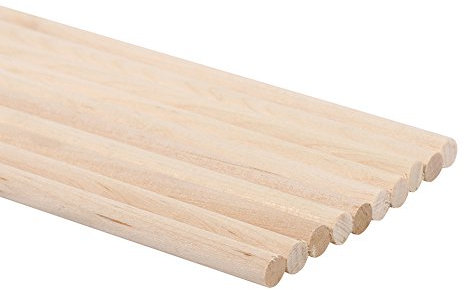 Bâtonnets de Bois Bâtons en Bois Ronds batonnet Bois tiges pour DIY Travail du Bois Modèle de Bâtiment Décoration de Jardin 10pcs (6MM*30CM)