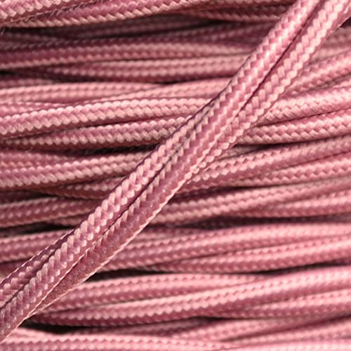 PRE-CUT 3 Meter Length Vintage Styled British Old Dusky Pink Coloured Cloth Covered Braided Twist Flex - Electric Cable 3 Core; Electrical Wire 3Amp; Lighting Flex 0.50mm