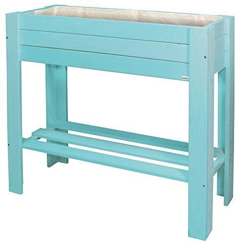 Wagner GreenFAMILY - Hochbeet - GreenBOX Light - Nadelholz, Massivholz FSC®, Aqua Splash/türkis, 70 x 83 x 34,5 cm, Regalboden, inkl. Pflanztasche - 25027001