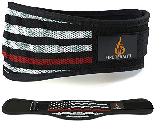 Fire Team Fit Gewichthebergürtel, Gewichthebergürtel für Männer und Frauen, 15,2 cm, Rückenstütze für Heben, Kniebeugen und Kreuzhebegürtel (rote Linie, 96,5 cm - 109,2 cm um Bauchnabel, groß)