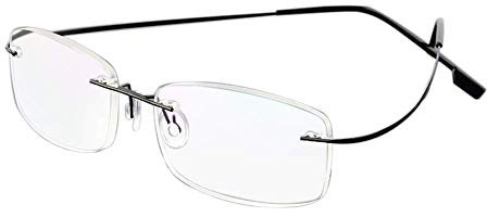 KoKoBin Randlos Lesebrille super Light Titan Lesehilfe für Damen und Herren(Schwarz,+1.5)