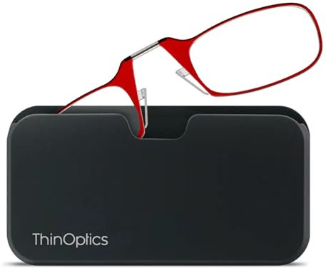ThinOptics Pod 1.5 Lesebrille mit Rot Rahmen und Kompaktem Universaletui - Lesebrille 1.5 mit Kompaktem Faltbarem Rahmen und Flex-Fit-Technologie