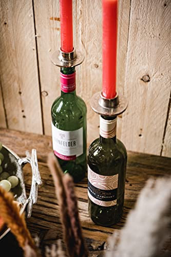 Michael Noll Kerzenhalter Bottle Flasche Weinflasche Aluminium Silber - Kerzenständer, Kerzenleuchter aus Metall - 5er Set / 10er Set / 20er Set / 50er Set (50)