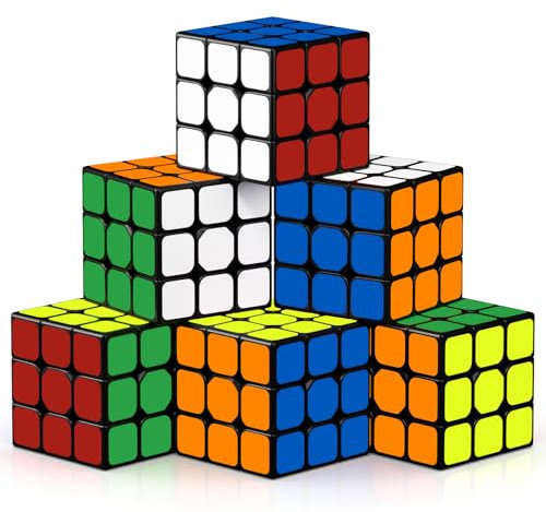 ROXENDA Zauberwürfel Set, Speed Cube Set [6er Pack]- Einfaches Drehen & Glatt Spielen, Super Geschenk IQ-Spiele für Kinder (Classic)