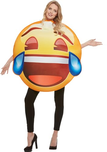 Funidelia | Emoji mit Freudentränen Kostüm 100% OFFIZIELLE für Herren und Damen Größe Einheitsgröße Emoticon, Whatsapp, Lustige & Ausgefallene - Farben: Gelb, Zubehör für Kostüm