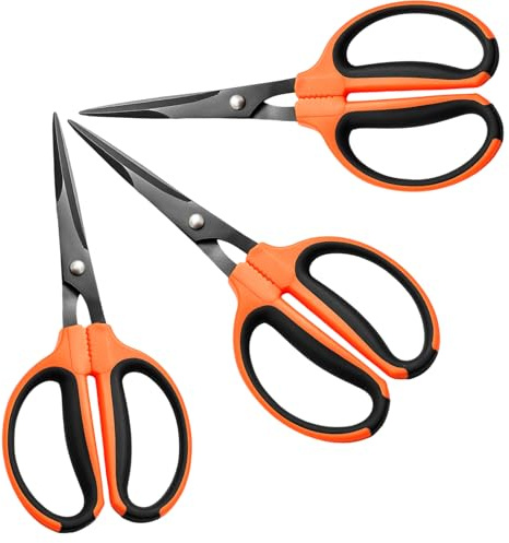 GROWNEER 3 Packs Trimming Scissors Teflon Coated Non Stick Blades Pruning Shears Gardening Hand Pruning Snips with Straight Stainless Steel Precision Blade