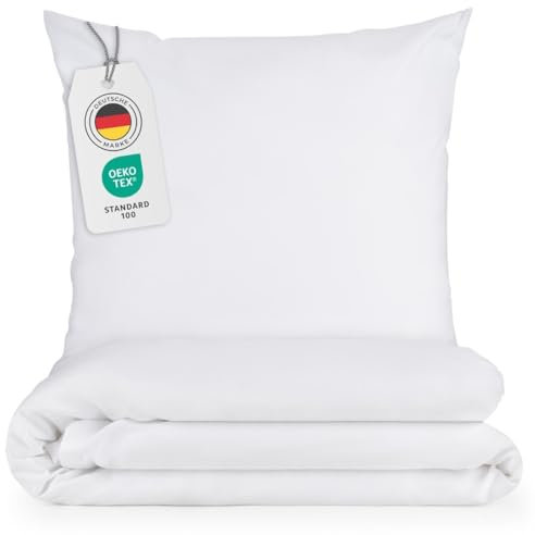 Blumtal Bettwäsche 240x220cm + 2X 40x80cm Kopfkissenbezug - Oeko-TEX zert. Mikrofaser Bettwäsche Set - Mikrofaser Bettbezug bis 95 °C - Deckenbezug + Kissenbezug 3-teilig - Sommerbettwäsche Weiß