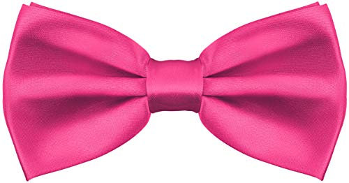 Balinco Edle Seidige Fliege bzw. Schleife mit Haken - bereits gebunden & in der Länge verstellbar - über 25 Farben wählbar (Pink)