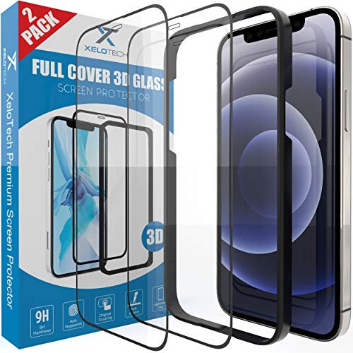XeloTech [2x Stück] Schutzglas für iPhone 12 Pro MAX 6.7 Zoll, 3D Full Cover Hartglas 9H+, Panzerglasfolie, Displayschutzfolie, Schutzfolie, Glas Folie