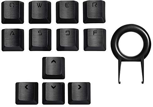 Qupei Metal Keycaps OEM(12 Keys) FPS/MOBA for 60%/87/104/108 for MX Switches Mechanical Keyboard, Ultra-Thin FPS & MOBA Gaming Keyboard Caps for Cherry Mx Switch (Black)