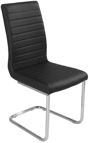 Home4You Schwingstuhl Freischwinger Esszimmerstuhl | Kunstleder | Schwarz