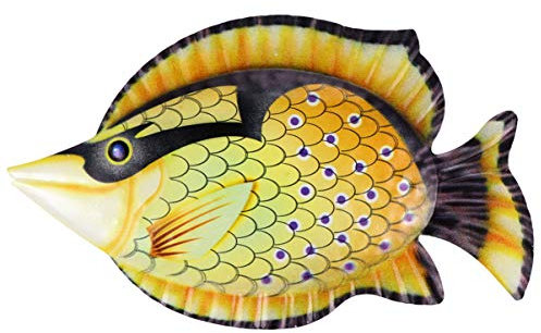 YARNOW Fisch Wandskulptur Metall Gelb Fisch Wanddeko Eisen Kunst Meerestiere Rustikale Hängend Wandbehang Dekoration Wand Zimmer Garten Werkstatt Zaun Tür Hof Party Festival